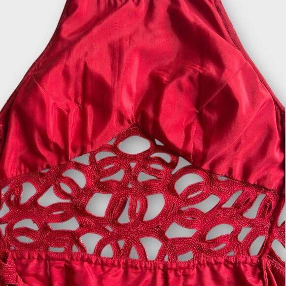 Vintage Sean Collection Beaded Silk Cutout Formal Dress Women's XS - Picture 8 of 16